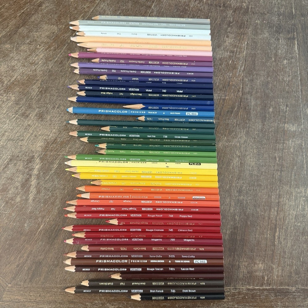 Prismacolor Colored Pencils Used Mixed Lot Art Supplies Premier Verithin 40+